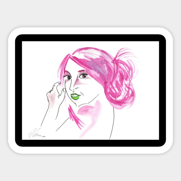 Girl With A Messy Bun - Pink Palette Sticker by ChamberOfFeathers